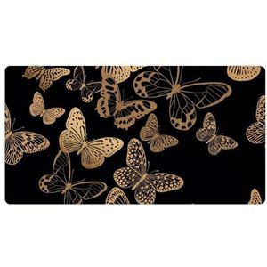 VAPOKF Luxe gouden vlinder op zwarte keukenmat, antislip wasbaar vloertapijt, absorberende keukenmatten loper tapijten voor keuken, hal, wasruimte