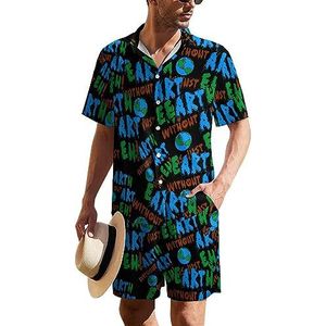 Earth Without Art Is Just Eh Hawaïaans pak voor heren, set van 2 stuks, strandoutfit, shirt en korte broek, bijpassende set