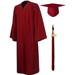 GraduationMall Afstudeerjurk en Pet 2025 Kwastje Jaar Bedel voor Volwassenen Universiteit Middelbare Kleding Kostuum Uniseks S(5'3""-5'5"") Donkerrood