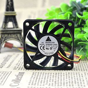 Original 6010 6CM fan EFB0612MA ultra-thin 3-wire 3pin double ball bearing cooling fan