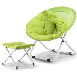GEIRONV Cirkelvormige ligstoelen balkonstoelen, vouwbare zonnestoelen luie stoel vouwkrukken kantoor siesta stoel strandstoel Fauteuils (Color : Fruit green)