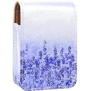 Make-up Lippenstift Case voor Buiten Paars Lavendel Draagbare Lipstick Organizer met Spiegel Dames Mini Make-up Tas Neemt Tot 3 Lippenstift