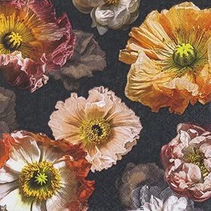 QIDUHUQI 20 servetten vintage bloemen op zwart | bloemen | tafeldecoratie 33 x 33 cm