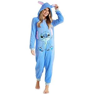 Disney Onesie Dames - Stitch Pyjama uit één Stuk - Eeyore, Minnie, Maleficent Pyjama Onesie - Maten S-XXL (Blauw Stitch, M)