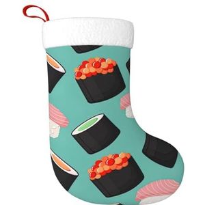 Kfjghhl Sushi Voedsel Patroon1 Grote Xmas Kous Sneeuwpop Gedrukt Patroon Sokken Kerst Hangende Tassen Home Decoraties