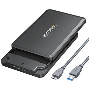 iDsonix 2,5 inch harde schijf behuizing, gereedschapsvrije externe USB 3.2 Gen 1 naar SATA III HDD Caddy voor SSD3.0 HDD, 2,5 inch SATA HDD Ondersteuning UASP & 4 TB (max) schijven