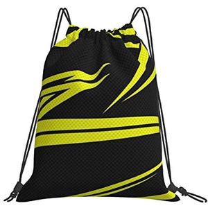 351 Gymtas met trekkoord 42 x 36 cm, zwart geel gestreept sportzak grote opbergtas volwassenen kinderen trekkoord tas, voor verjaardag, reizen, mannen, Tas met trekkoord 1214, 36x42cm