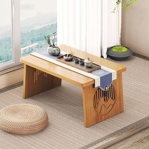 Opvouwbare koffietafel, multifunctionele Japanse vloer tabel, draagbare stijl lage theetafel, Tatami koffietafel, voor woonkamer/kantoor/theekamer/home decor gemakkelijk op te bergen(Natural,60x