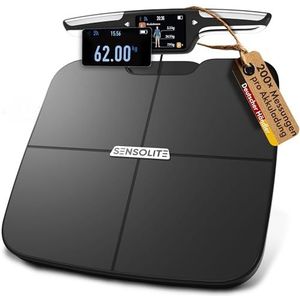 Smart Digitale Personenweegschaal met WiFi en Bluetooth – Lichaamsanalyse (Vet, Spiermassa, BMI), Stappenteller & Handsensoren – Fitness Scale voor Lichaamsgewicht