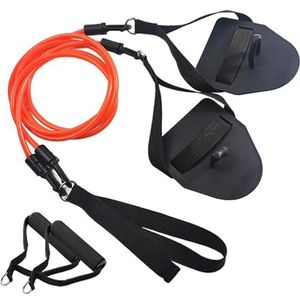 Harilla Zwemarmtrainer, krachtweerstandsband met handvat, elastische landzwemtrainer voor zwemmen, oefenen, Rood, 30 pond