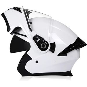 Motorhelm Systeemhelm Integraalhelm DOT/ECE Goedgekeurde Retro Off-Road Helm Locomotief Bromfietshelm Met Dubbel Vizier Racehelm Voor Heren En Dames C,L/59-60CM