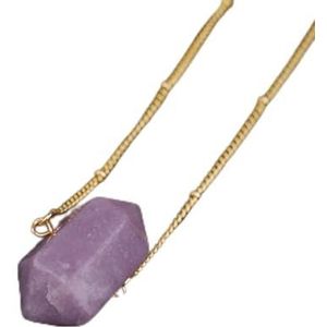 Women Crystal Point Pendant Necklace Chakra Stone Energy Citrines Roses Quartz Gold Silver Necklace Jewelry Boho (Color : Purple Mica Jasper)