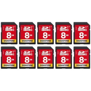 GIGASTONE SD Card 8GB 10-Pack SDHC met 10x Mini-case, Geheugenkaart voor Full HD Video Canon Nikon Sony Pentax Kodak Olympus Panasonic Digital Camera, 80MB/s UHS-I U1 C10 Class 10