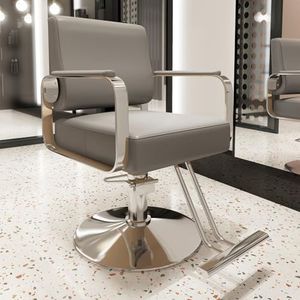 Kapsalonstoel, hydraulische kappersstoel, robuuste stylingstoel met antislip basis, 360° draaibaar en in hoogte verstelbaar ontwerp, haarstyling en schoonheidsapparatuur(Light gray)