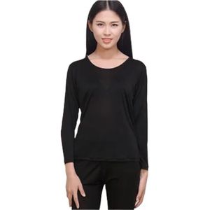 MORUIWAS Vrouwen Thermische Set 150g Vrouwelijke Zijde Ondergoed Set Zijden Draad Thermische Set Lange Mouwlengte Broek Thuis Service Nachtkleding Thermische Leggings Vrouwen, Zwart, L