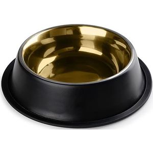 StilGut Voedingsbak voor hond en kat set van 2 aluminium voederbakken 0,7 l, hondenbak, kattenbak, waterbak - set van 2 - zwart/goud