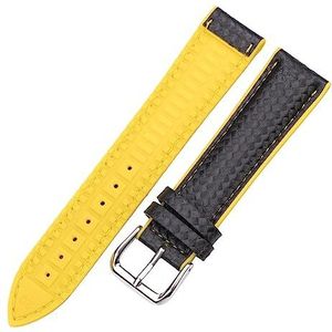Leer + Rubber Horloge Band Band Vrouwen Mannen Geel Oranje Zwart 18mm 20mm 22mm Horlogeband Armband Met Pin Gesp (Color : Yellow, Size : 18mm)