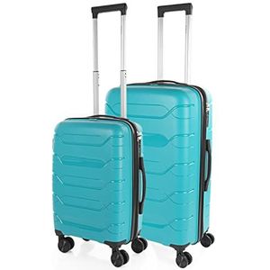 ITACA - Koffer Set - Koffers Set - Stevige Kofferset 2 Stuks - Reiskoffer Set. Set van 2 Trolley koffers (Handbagage Koffer, en Middelgrote Koffer). Kofferset Delige. Lichtgewicht Koffers, Turquoise