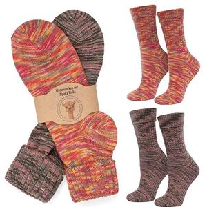 MOUNTREX® Alpaca-sokken, wollen sokken voor dames en heren, wintersokken, warme huissokken, thermosokken, dun, knusse sokken, 2 paar, 35-38 EU