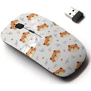 2.4G draadloze muis met schattig patroonontwerp voor alle laptops en desktops met nano-ontvanger - schattige oranje kat dier