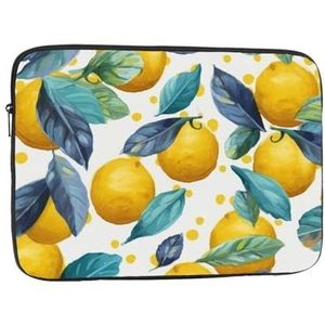 Zomer citroenen op groene bladeren Laptop Sleeve Bag voor Vrouwen, Shockproof Beschermende Laptop Case 10-17 inch, Lichtgewicht Computer Cover Bag, ipad case, Zomer citroenen op groene bladeren, 13