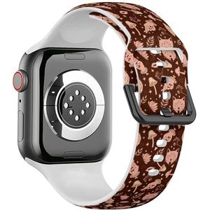 Zachte sportband compatibel met Apple Watch 42 / 44 / 45 / 49 mm (Modern Magic Witchcraft), siliconen armbandje, accessoire voor iWatch