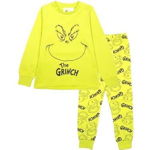 The Grinch Uniseks pyjama voor kinderen, lange mouwen, 100% katoen, winter, kerstpyjama, Groen, 4-5 jaar
