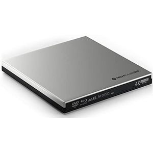techPulse120 Externe UHD 4K 3D M-Disc BDXL USB 3.0 USB-C drive Blu-ray brander Burner Superdrive Slim BD DVD CD Ultra voor Computer Notebook Ultrabook Windows Mac OS Apple iMAC kunststof zilver