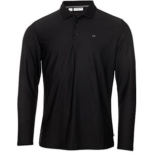 Calvin Klein Heren licht centraal golfpoloshirt lange mouwen - Zwart - L