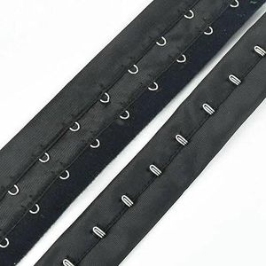 1 Yard 3 Rijen BH Verlenger Ondergoed Haak Oog Tape Rug Gesp Korset Verlengband Lintband DIY Naai Accessoires-Zwart2-1 Yard