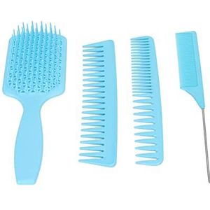 Haar Kam Borstel Zachte Tanden Haar Kam Set Vrouwen Mannen Dagelijks Leven Draagbare Ergonomische Massage voor Thuis Salon blauw-Verpakt