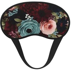 Kastanjebruin en marineblauw slaapmasker met bloemen, zacht, comfortabel oogmasker met verstelbare riem, verduisterend, oogslaapschaduwhoes voor vrouwen, meisjes, mannen, reizen, yoga, dutje in
