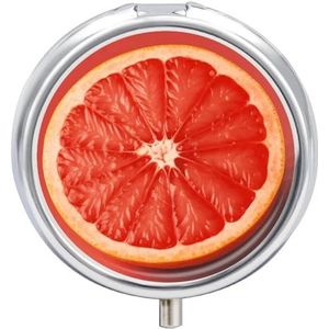 Rijpe Grapefruit Slice Pill Box Draagbare Pillenorganizer met 3 Compartimenten en Kleine Spiegel Reizen Pillcase voor Pocket Of Portemonnee Ronde Geneeskunde Organizer Decoratieve Vitamine Organizer