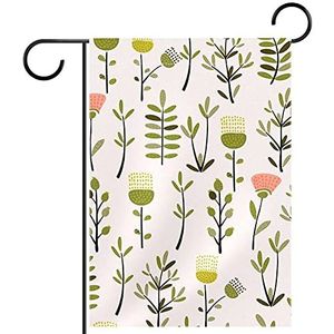 bloem groene plant Tuinvlag 28x40 inch,Kleine tuinvlaggen dubbelzijdig verticale banner buitendecoratie