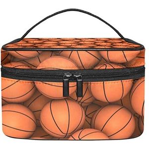 Basketbalpatronen make-up organizer tas, reismake-up tas organizer case draagbare cosmetische tas voor vrouwen en meisjes toiletartikelen, Meerkleurig, 22.5x15x13.8cm/8.9x5.9x5.4in
