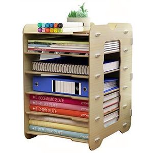 Bamboe Houder, Bureau Map Organiser, Houten Bureau Sorter Organizer, All-Purpose Document Brievenbak Sorter met 6 Planken, Kantoorbenodigdheden Opslaghouder (Kleur: A, Maat: 27x33x36.5cm) (Color : B