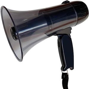 Megafoonluidspreker Megafoon 20 Watt vermogen Stem- en sirene/alarmmodi met volumeregeling en riem for buitensporten, feestmicrofoon (zwart)