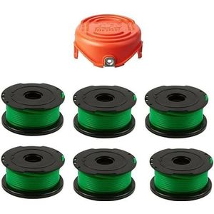 6 STKS Trimmer Spoel & Lijn Compatibel Voor Black Decker Vervangen A6482 GL7033 GL8033 GL9035 en 1 STKS String Trimmer Spool Cover Cap