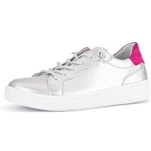 Gabor Low-Top sneakers voor dames, lage schoenen voor dames, Zilver Roze 61, 41 EU