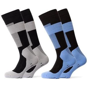 Occulto compressie skisokken dames & heren 2 pack (model: Taylor) Grijs Blauw 39-42
