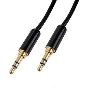 CASCHA Aux Kabel 3,5 mm audiokabel - 0,5 m jack kabel voor hoofdtelefoon, smartphones, MP3-speler, autoradio, stereo-systemen - zwart