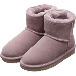 WJIAYAO Snowboots Vrouwen Echt Leer Klassieke Vrouwen Snowboots Vrouwen Lederen Enkellaarsjes Plus Size Winter Vrouwen Schoenen, roze, 40 EU