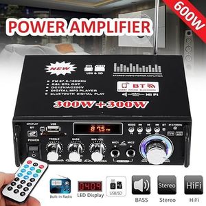 Audioversterker, 80 0W 600W Auto-amplificador HIFI 2 CH Audio Power Amplifier Home Theatre versterker Audio-ondersteuning FM USB SD/Afstandsbediening(600W)