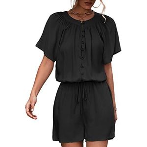 Jumpsuit Short Lace Up Romper Korte Broek Machinewasbare Vakantiebroek uit één Stuk (L)