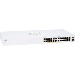 Cisco Bedrijf CBS110-24PP-D onbeheerde switch | 24-poorts GE | Gedeeltelijke PoE | 2x1G SFP gedeeld | Beperkte levenslange bescherming (CBS110-24PP-NA)