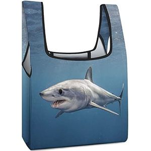 Shortfin Haai Zwemmen Boodschappentassen Opvouwbare Tote Bag Boodschappentassen Reizen Opbergtas Pouch Met Handgrepen