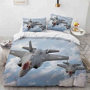 Gevechtsvliegtuig Koning Koningin Dekbedovertrek Militaire Vliegtuigen Thema Beddengoed Set Kinderen Jongens Mannen Zonsondergang Vliegtuig Polyester Dekbedovertrek kussensloop