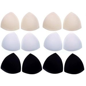 JZK 6 paar Beha-insert-pads, spons, pads voor bikini‘s, push-up, beha-inzetstukken voor sport beha, badpak en bikini, in 3 kleuren, zwart, wit, beige
