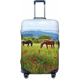 UNIOND Paarden die gras eten in de berg bedrukte bagagehoes elastische reiskoffer cover protector fit 45-32 cm bagage, Zwart, M