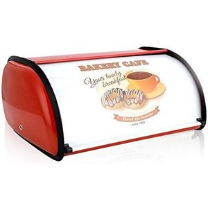 jiuzcare Retro Roll Top Bread Bin met roestvrij staal, grote luxe jerrycan opbergbox voor keuken, rood, 36 x 24,5 x 16 cm, 3,5 l